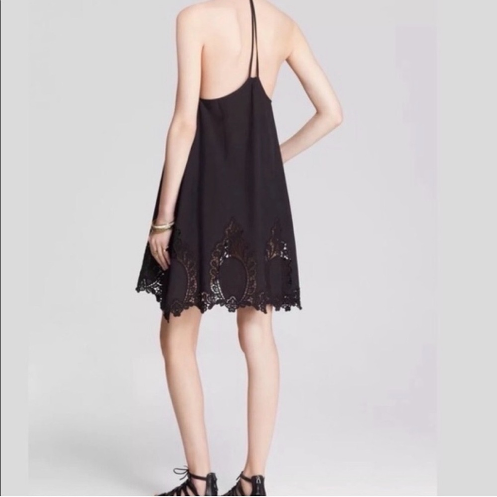 Free People Intimately Easy Livin Slip Dress Black Crochet Hem Small Boho - Picture 2 of 8